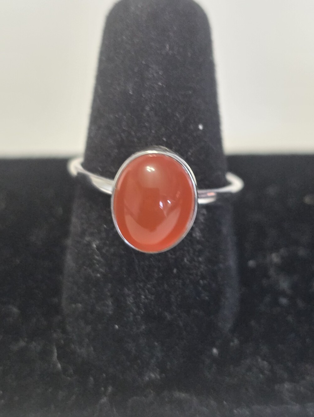Sterling Silver Red Carnelian Oval Ring